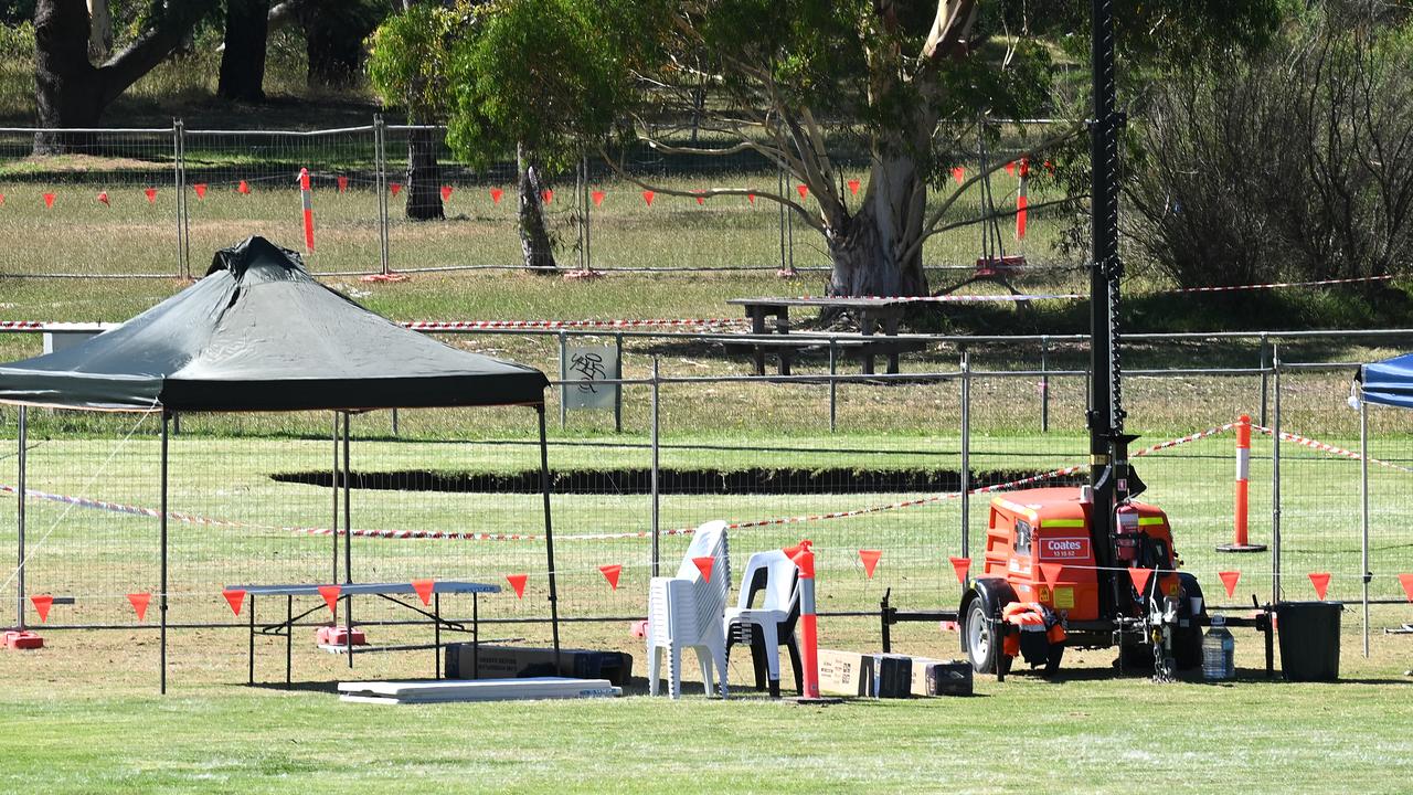 A sinkhole at A J Burkitt Oval