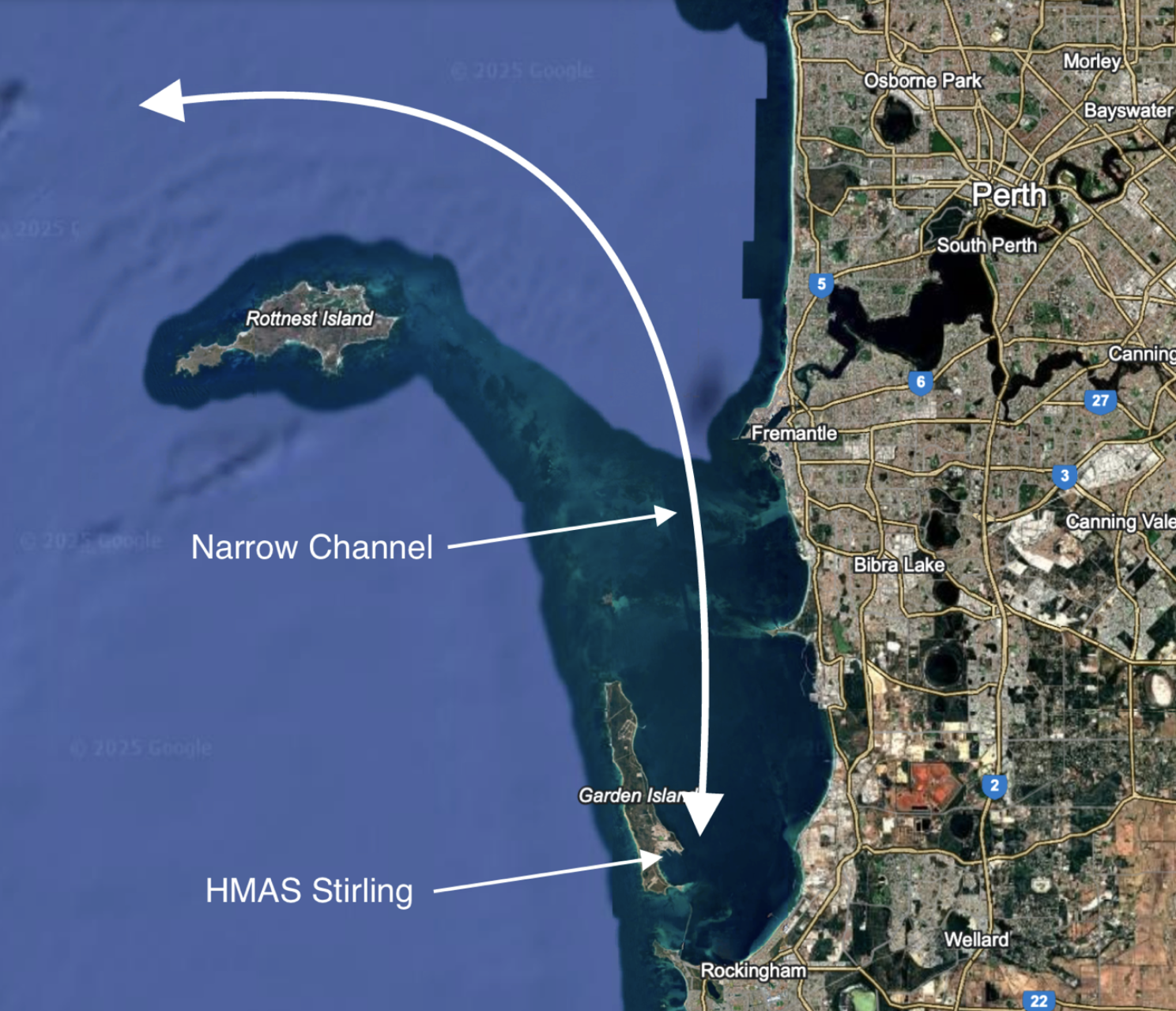 The long surface transit (Google Earth)