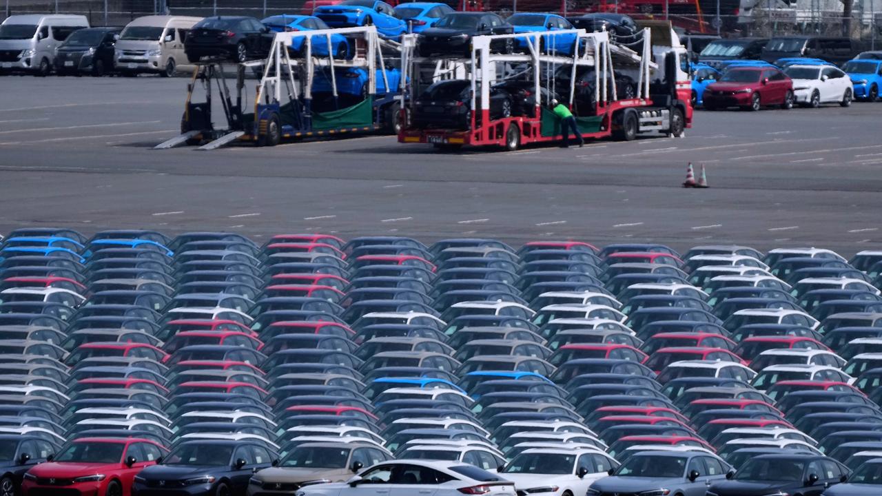Export vehicles at the Daikoku vehicle terminal in Yokohama, Japan
