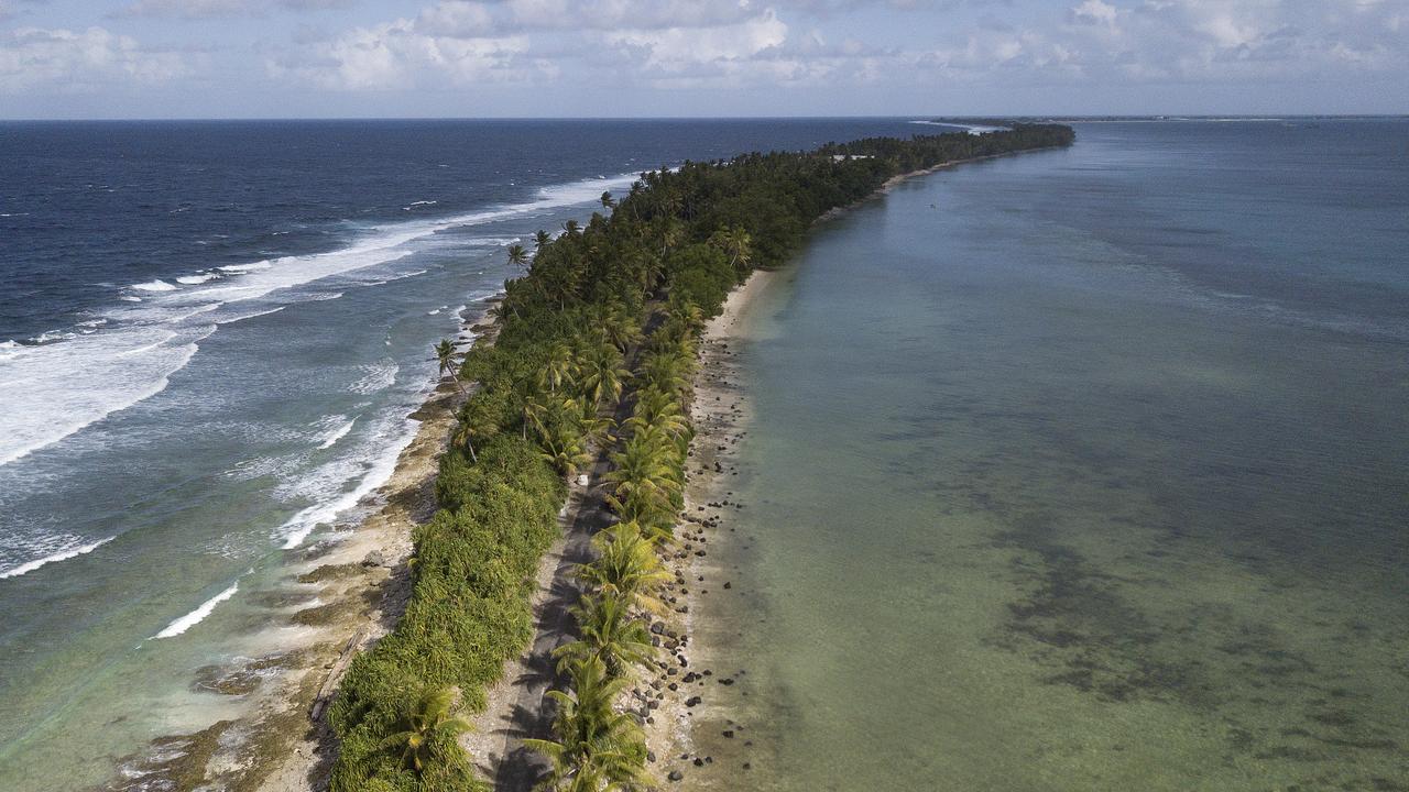 The narrowest part of the island of Funafuti in Tuvalu
