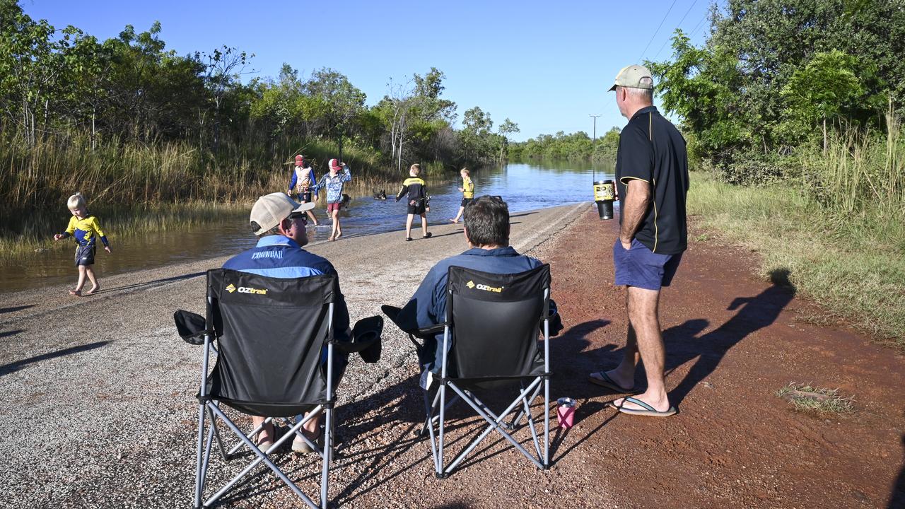 Residents inspect floodwaters in Katherine (file image)
