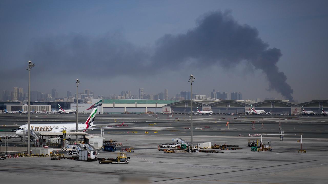 A plume of smoke near Dubai International Airport