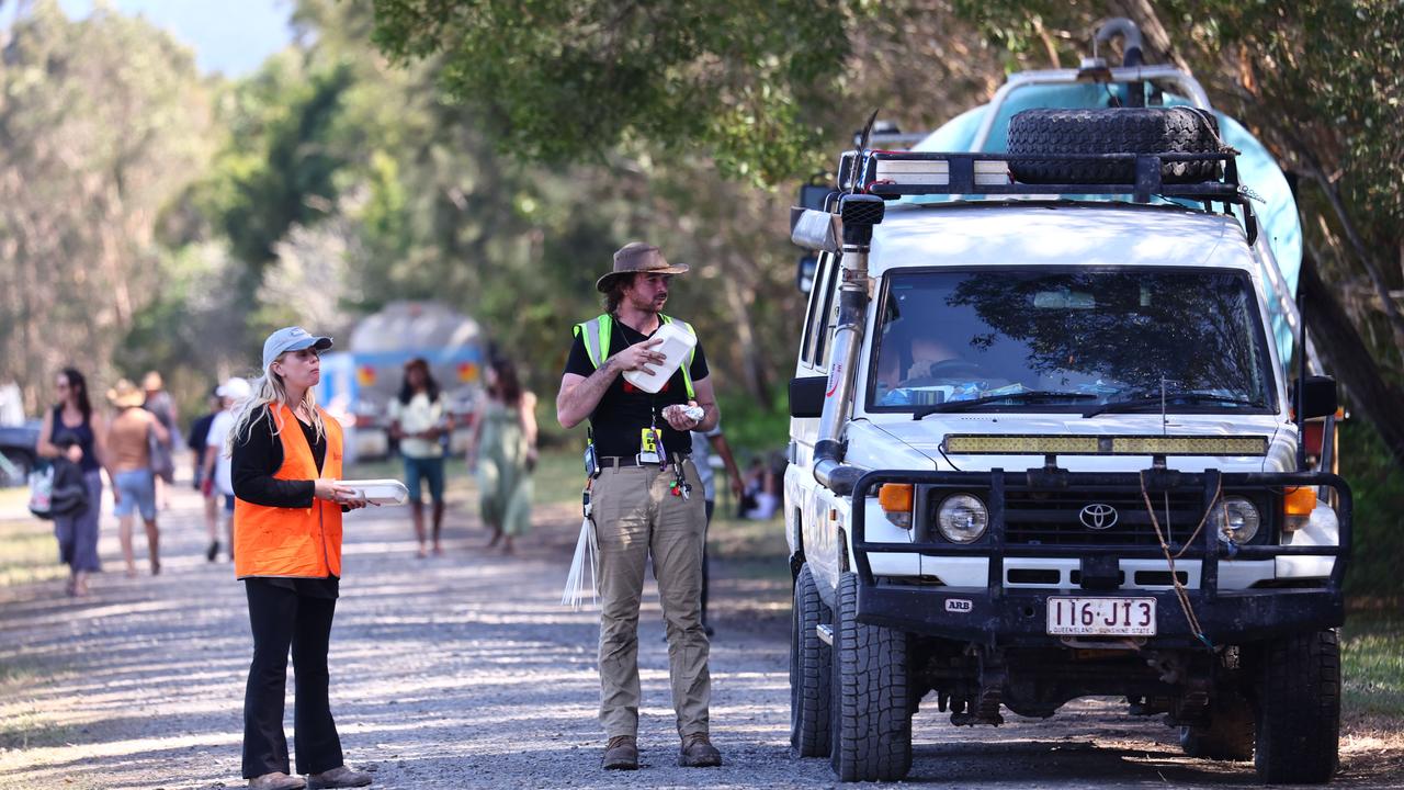 Festival goers are seen at the campsite during Byron Bay Bluesfest