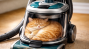 Cat napping in a vacuum cleaner