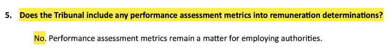 Remuneration Tribunal on performance