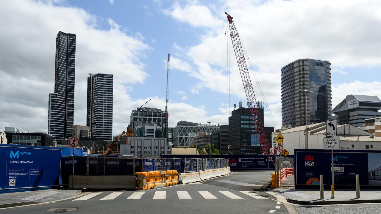 A general view of Parramatta Metro Station under construction