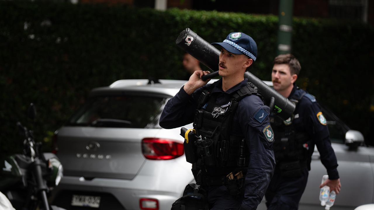 Police at the scene of a shooting in Potts Point, Sydney