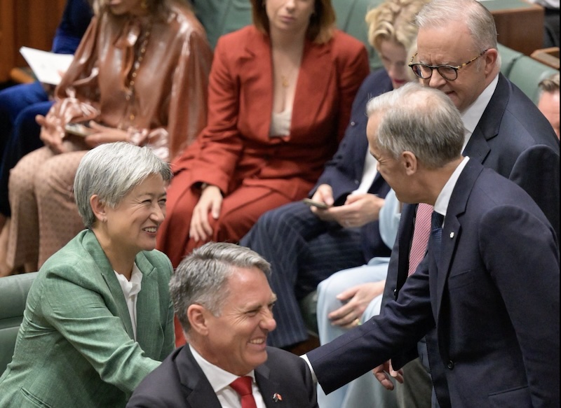 Penny Wong, Richard Marles, Anthony Albanese greet Canadian PM