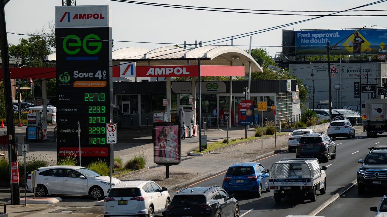 Fuel prices at an Ampol petrol station on Parramatta Road in Sydney