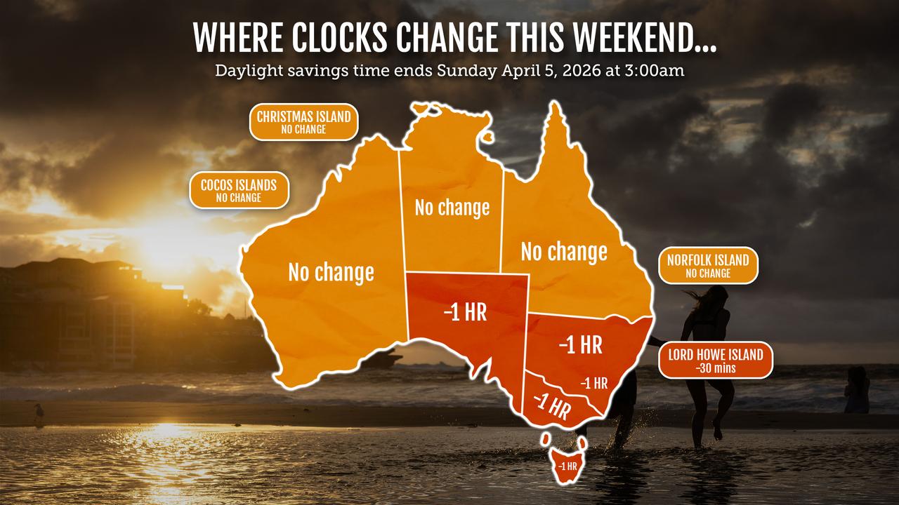 A graphic showing where clocks will change over the weekend