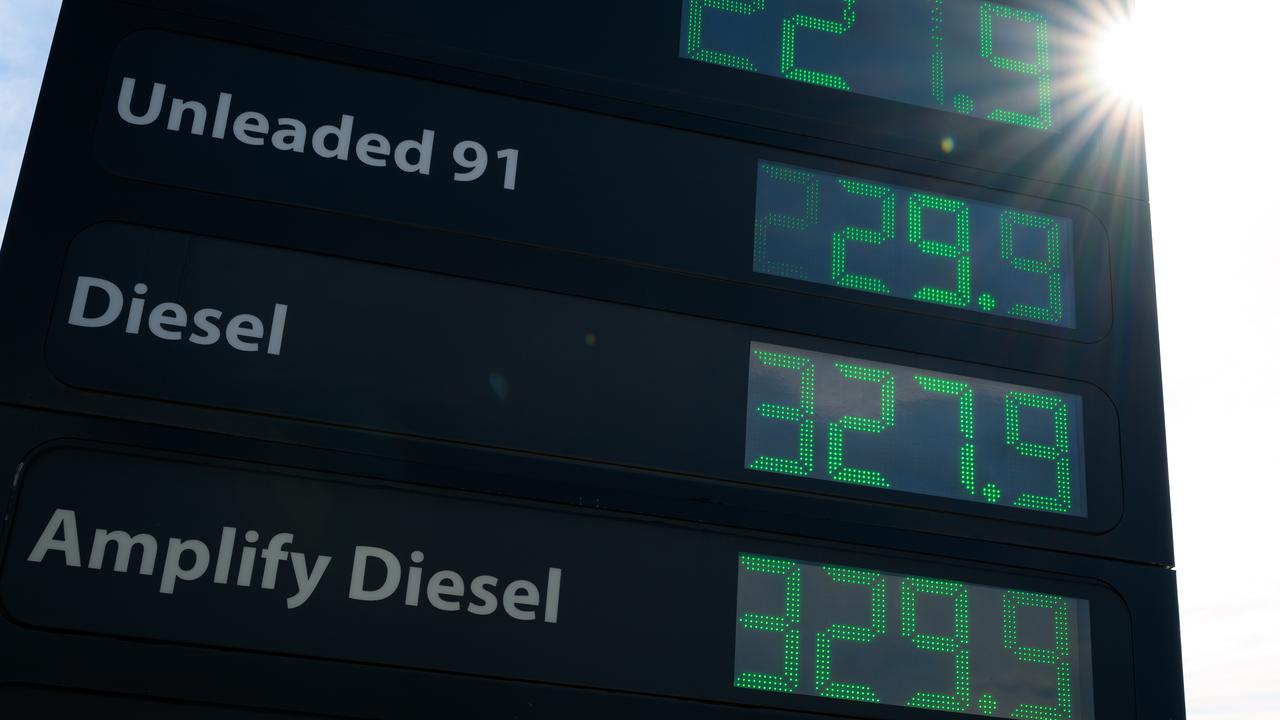 Fuel prices are shown at an Ampol petrol station