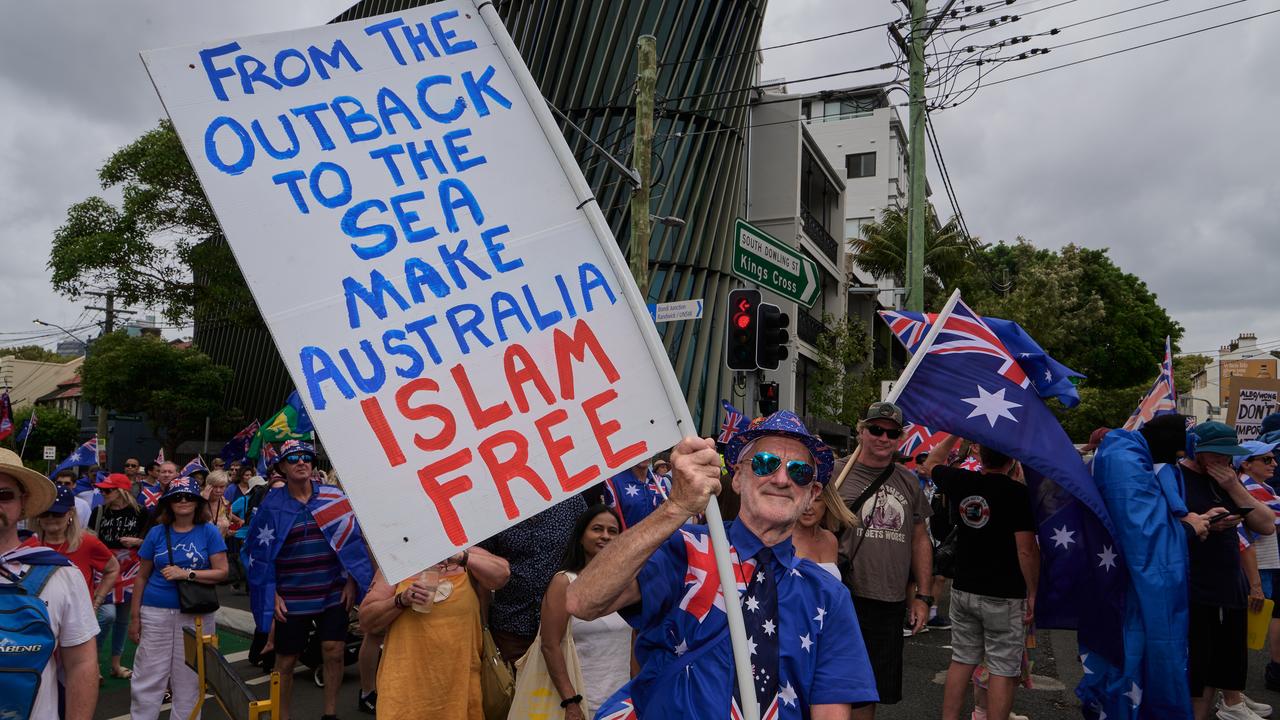 Supporters attend an anti-immigration in Sydney