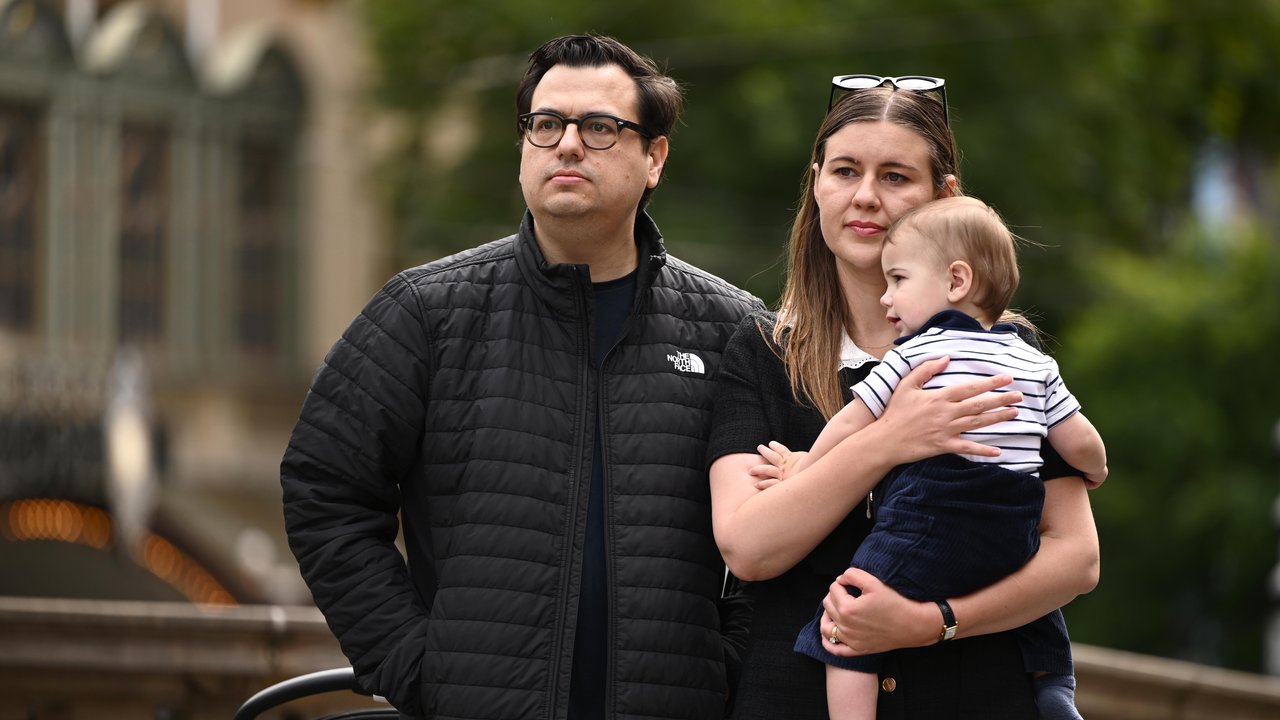 David Sharaz and Brittany Higgins and baby