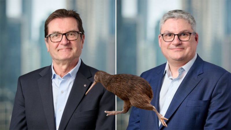 Future fund chairman and CEO with Kiwi bird