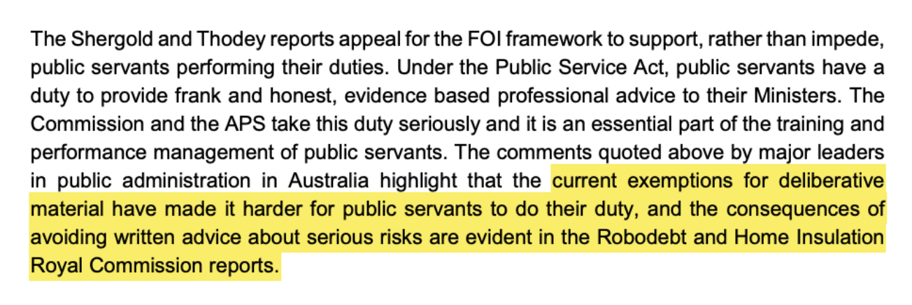 APSC Senate Submission Extract (Source: Senate)