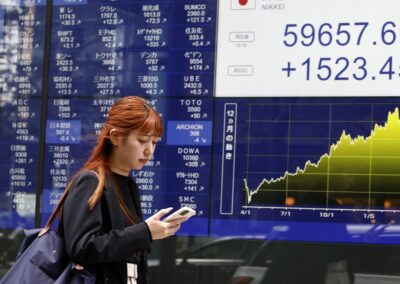 Asia shares track Wall Street to record highs