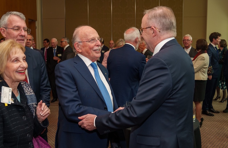 Australia Israel Chamber of Commerce. (L-R) Jillian Segal, Mark Dreyfus, Mark Leibler, Anthony Albanese. Image X