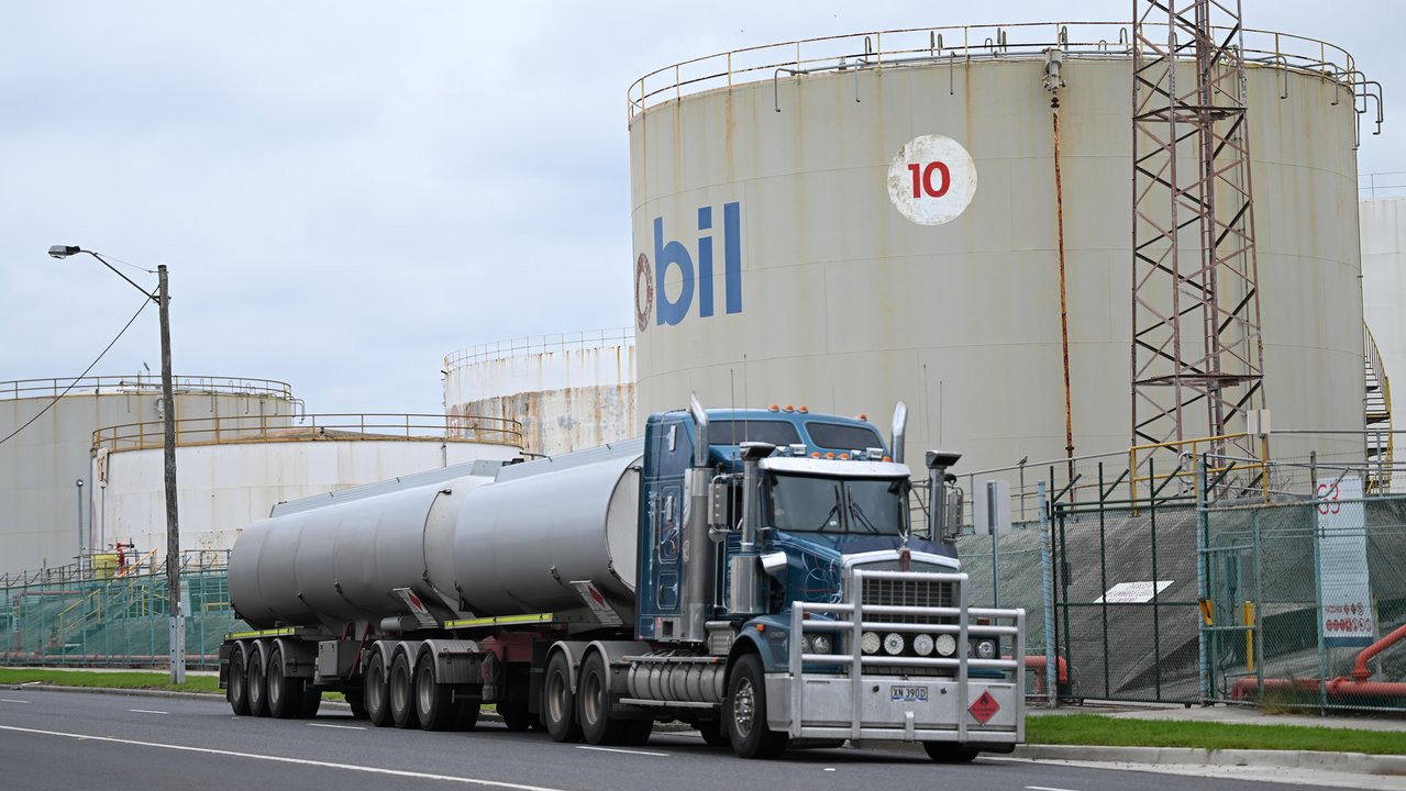 A truck transporting petroleum fuel