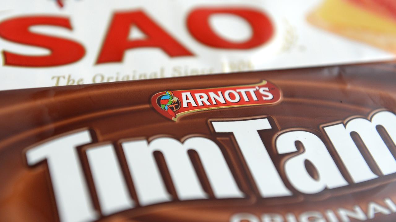Packet of Arnott's Sao and Tim Tam biscuits (file image)