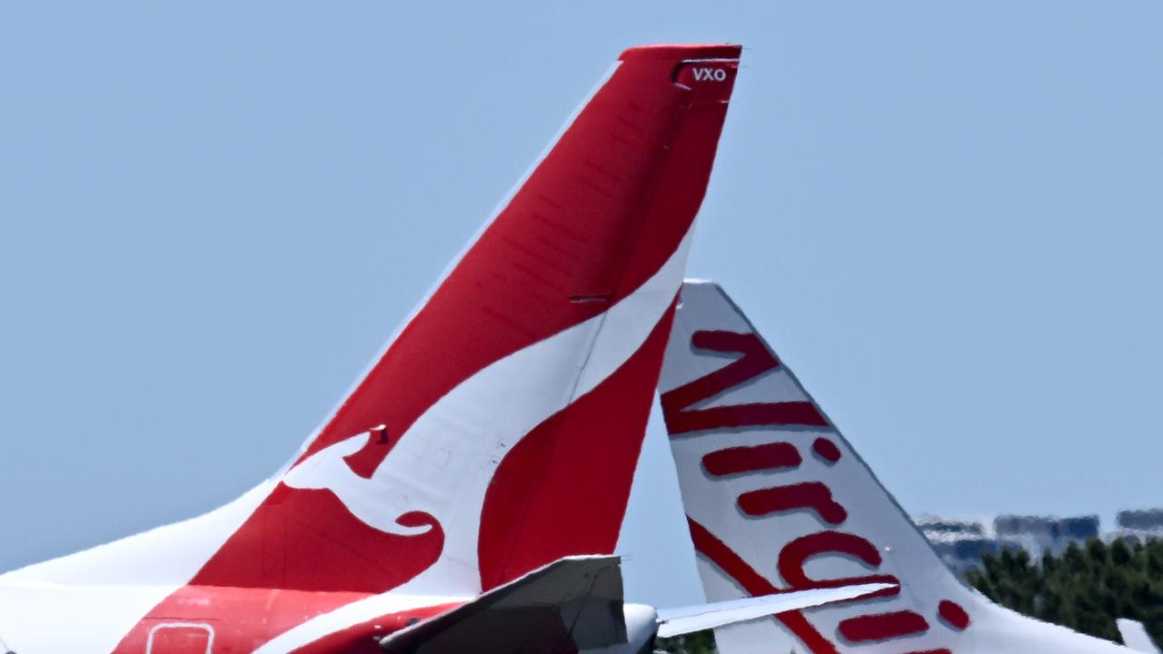 Qantas and Virgin airline tails
