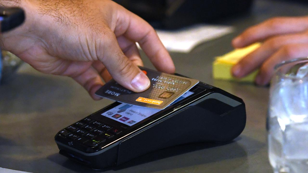 Payment by credit card in a cafe