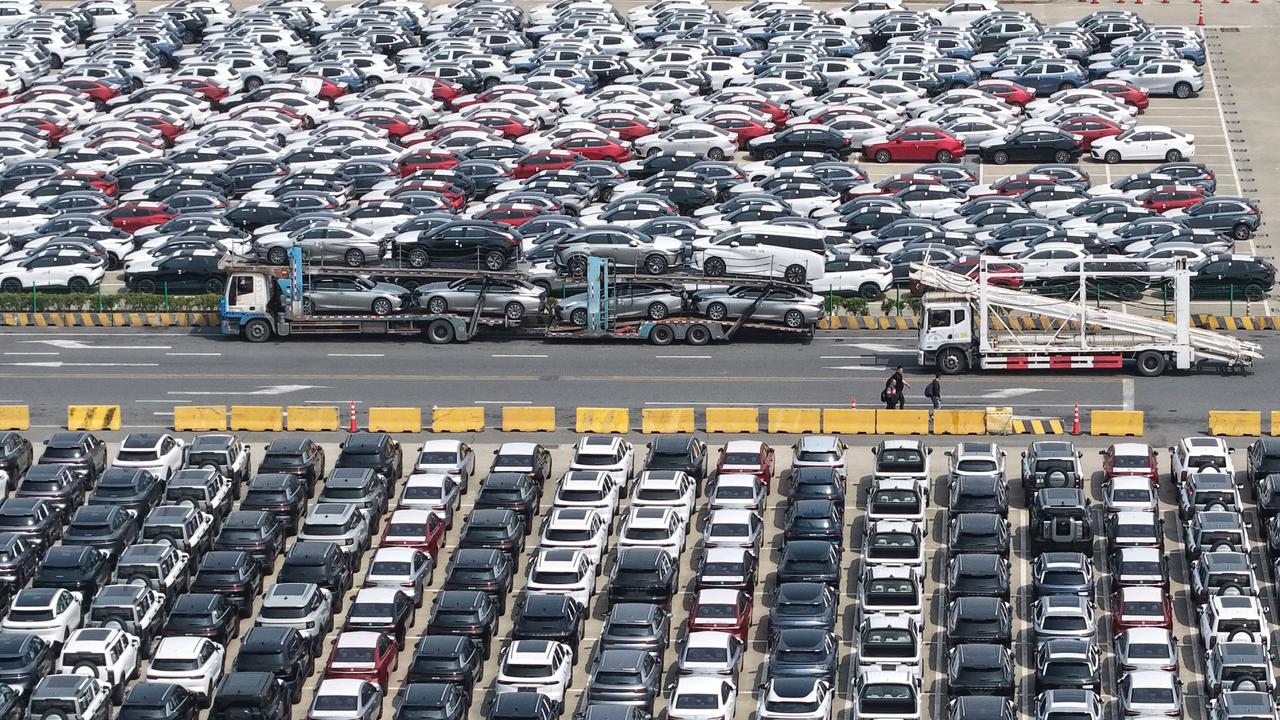 New vehicles waiting for shipment in Shangha (file image)
