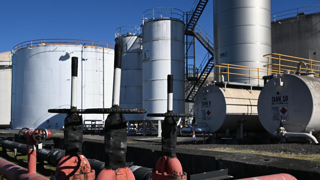 Fuel storage tanks at Park Fuels storage facility in Port Kembla