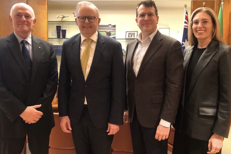 ECAJ CEO Peter Wertheim, PM Anthony Albanese, Daniel Aghiam, Simone Abel