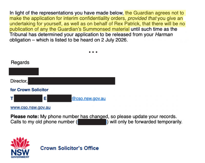 Crown Solicitor's email