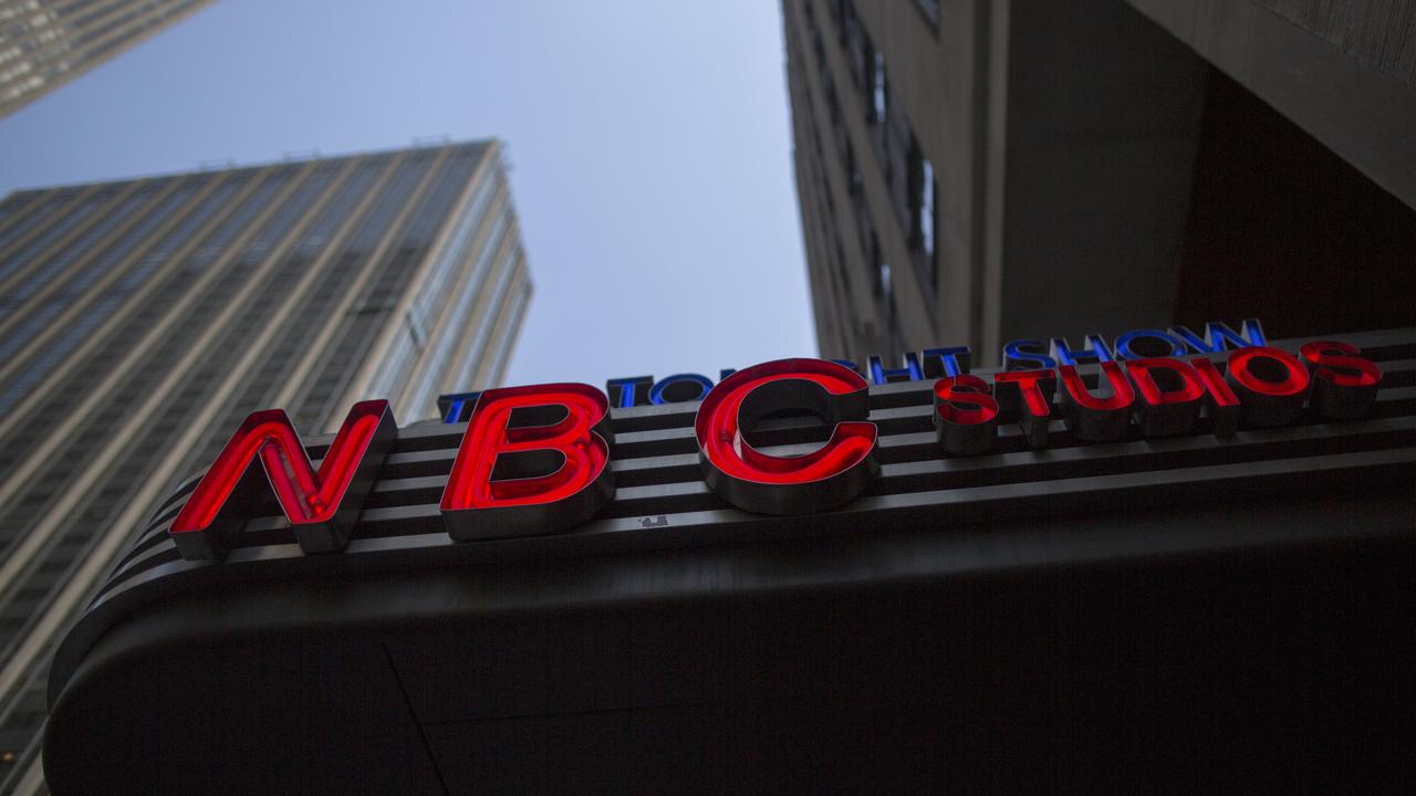 NBC logo at their television studios at Rockefeller Center in New York