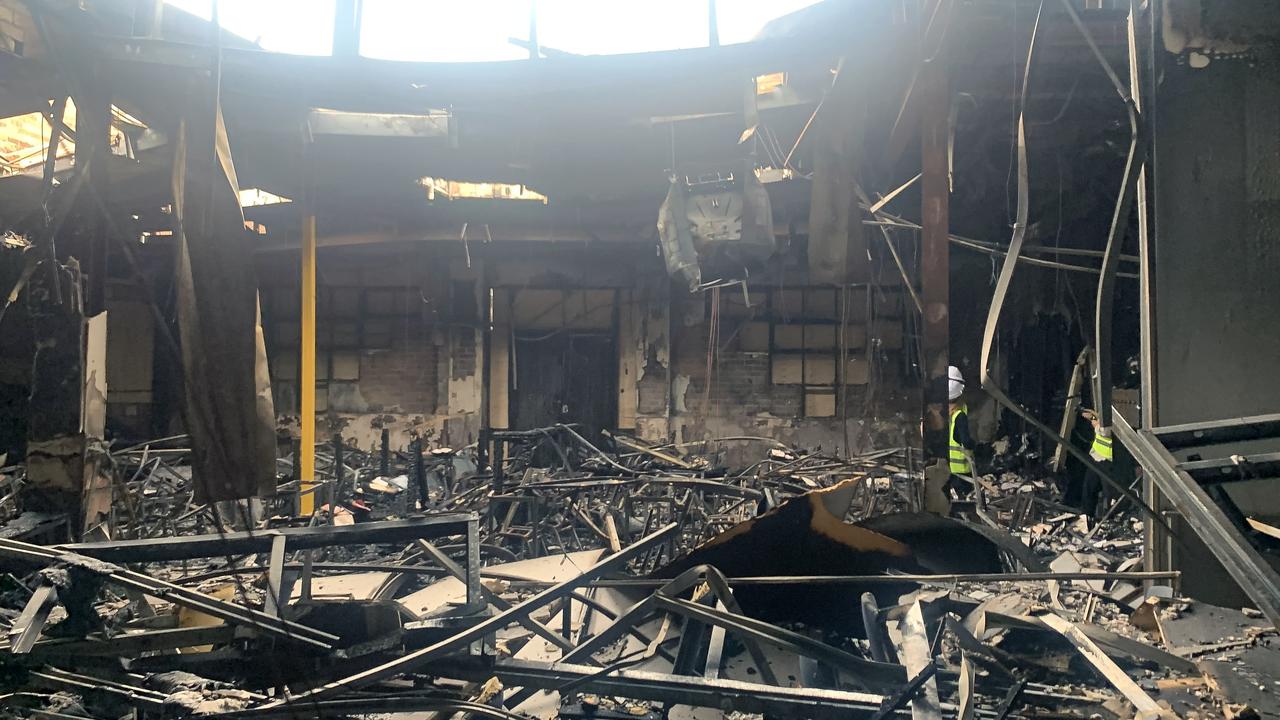 Damage inside the Adass Synagogue