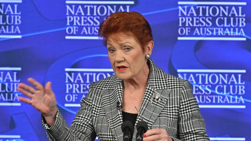 Senator Pauline Hanson at the National Press Club this week. Image: AAP