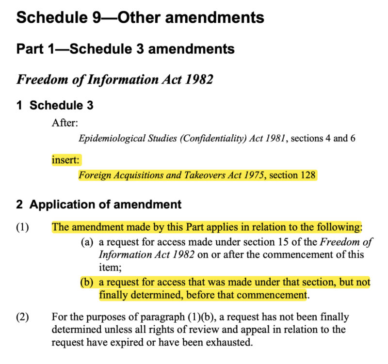 FOI act schedule 9