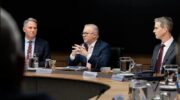 (L-R) Richard Marles, Anthony Albanese, Andrew Charlton. Image: Facebook