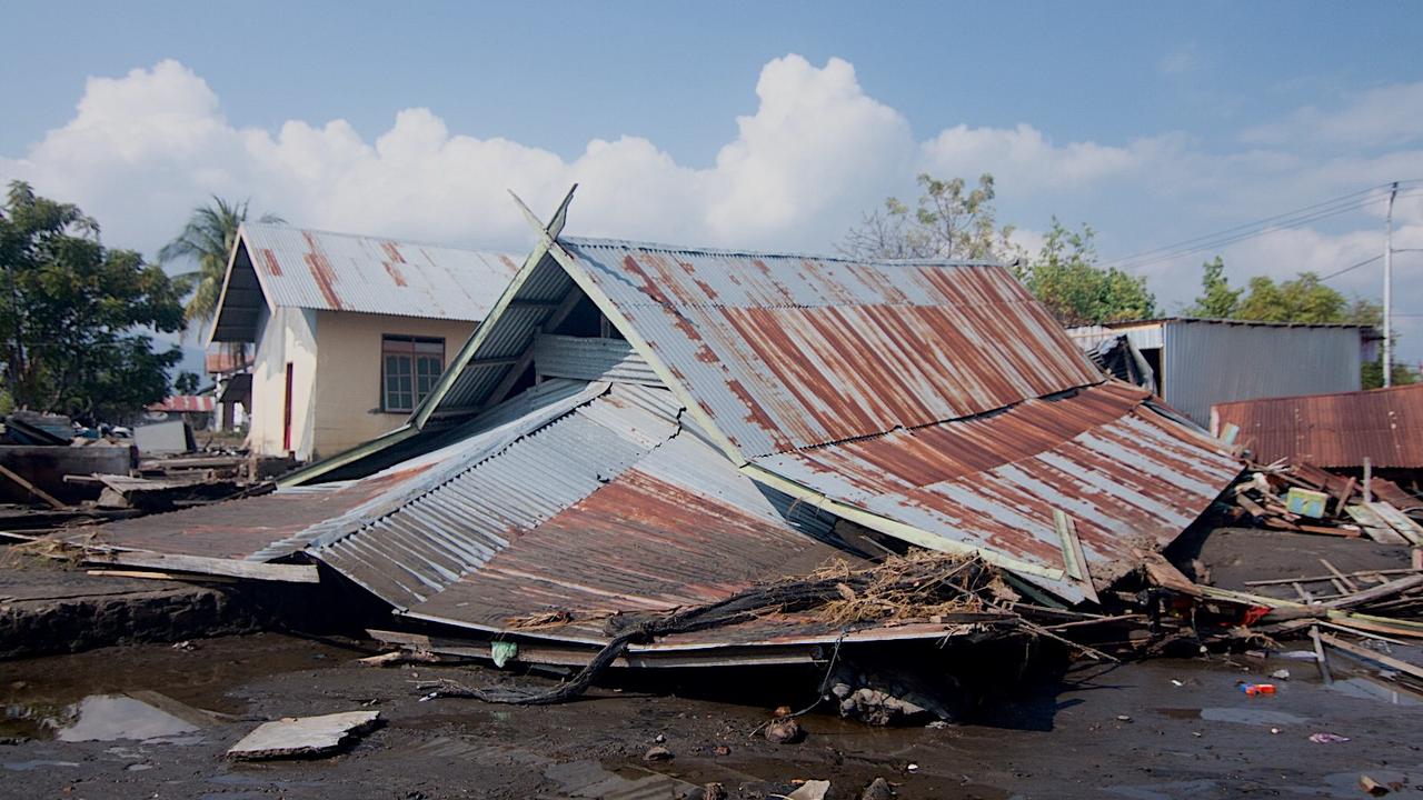 A house damaged by the tsunami