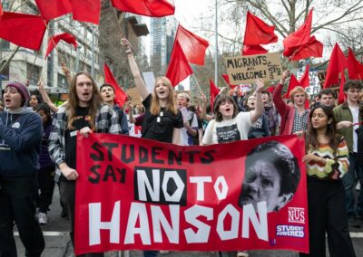 ‘Hanson not welcome’: students skip class for protests