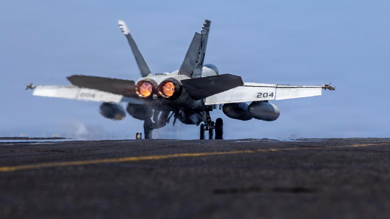 A Super Hornet takes off from USS Abraham Lincoln