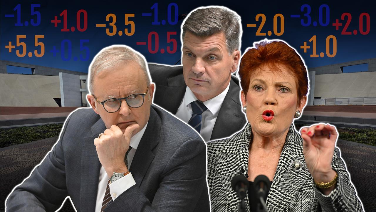 Anthony Albanese, Angus Taylor and Pauline Hanson