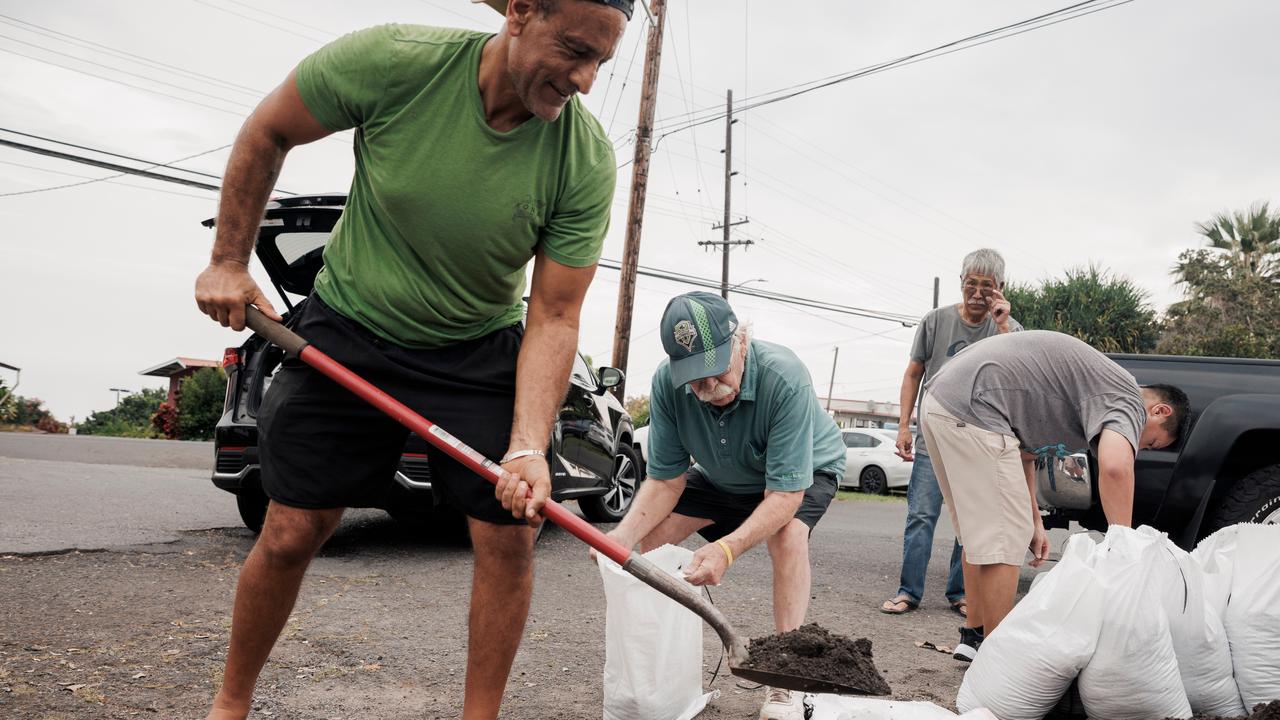 Residents filling sandbags