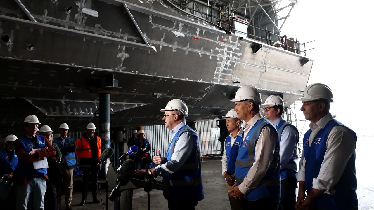 Anthony Albanese at the Austal shipyard in Perth (file image)