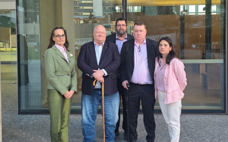 Whistleblowers turn up to support Shell whistleblower Kent Quinlan. From left: Sharon Kelsey, Jeff Morris, Troy Stolz, Kent Quinlan and Julia Delaforce