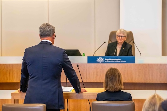 Counsel Assisting before Commissioner Virginia Bell. Royal Commission into Antisemitism. Image: RC
