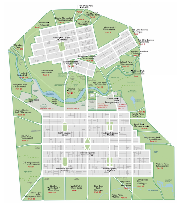 A city inside a Park (Source: Adelaide Park Lands Association)