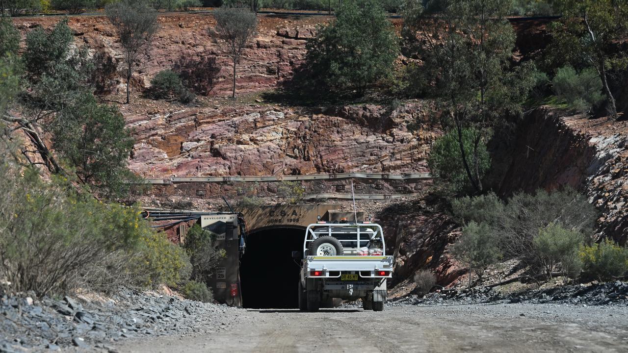 Workers entering the Harmony CSA Copper Mine near Cobar, NSW