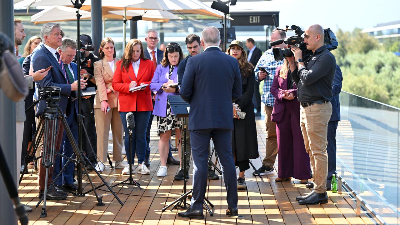 Anthony Albanese speaks to journalists