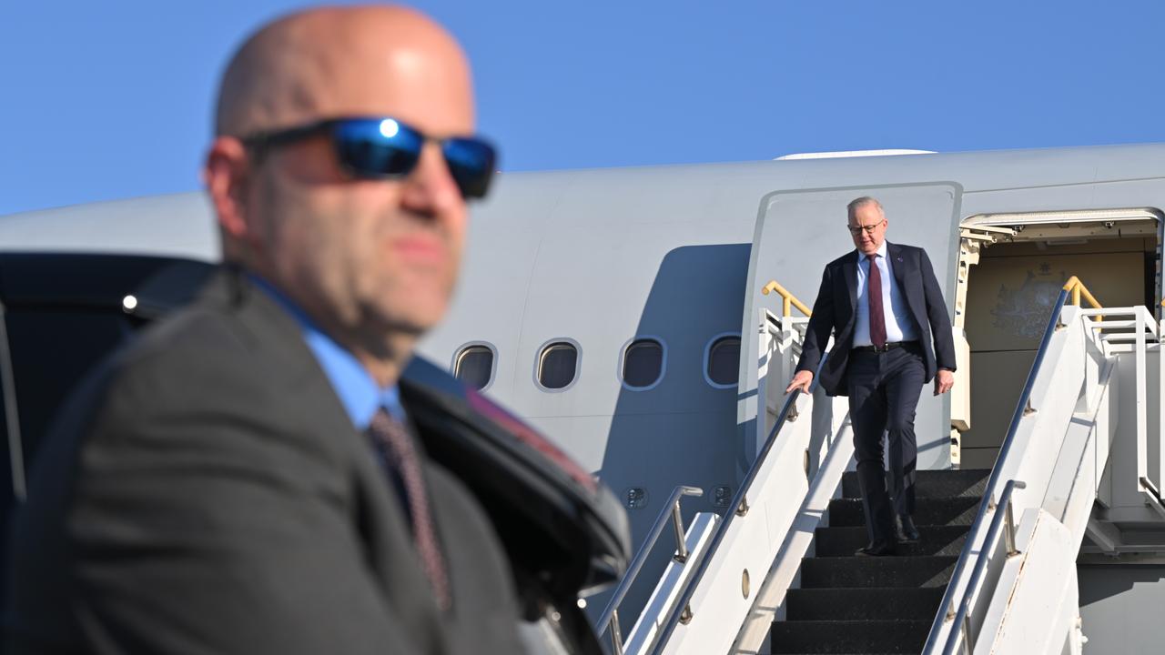 Anthony Albanese arrives at San Jose Airport