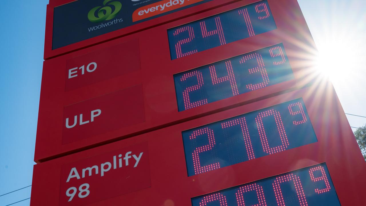 Fuel prices are seen on a sign
