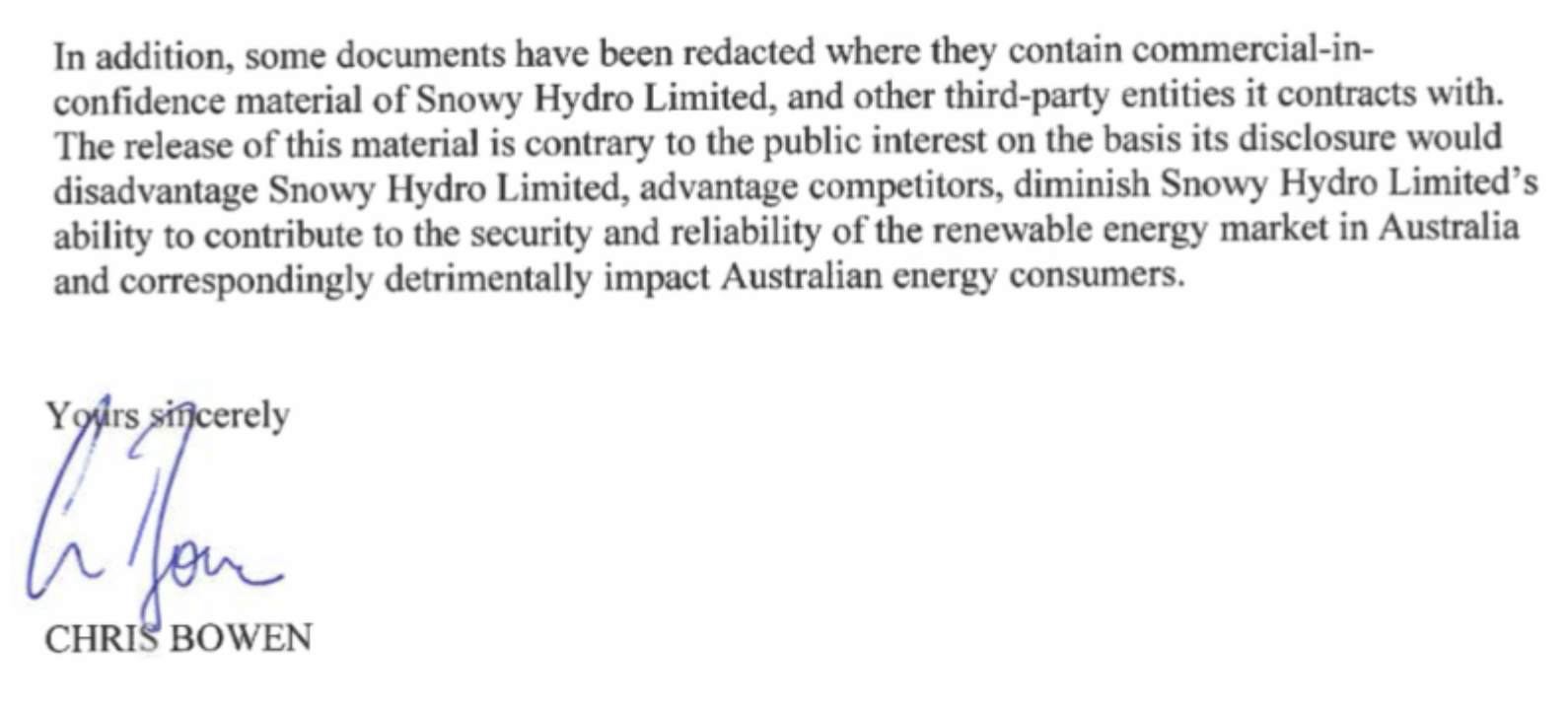 What Minister Bowen told the Senate