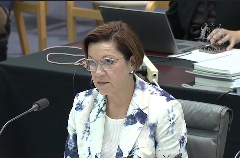 Defence Deputy Secretary Celia Perkins before Senate Estimates. Image: Youtube