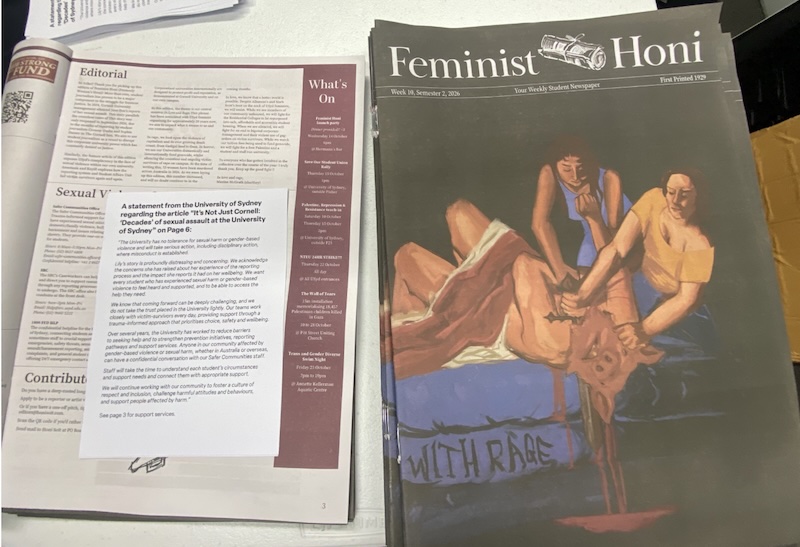 Shades of Cornell. Sydney Uni intervenes in student paper’s sexual assault investigation